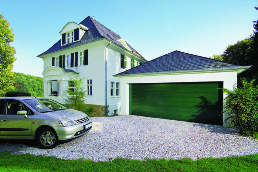 large-green-sectional-garage door