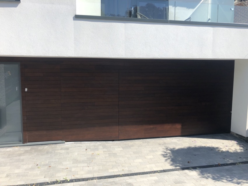 Brown sectional garage doors