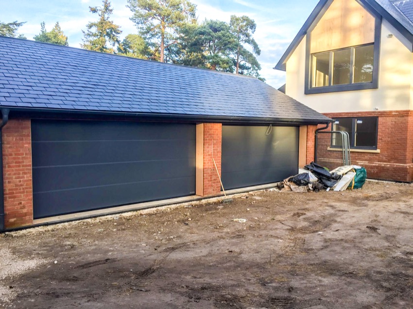 Double sectional garage doors