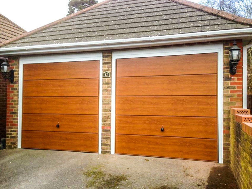 Wood effect overhead garage door