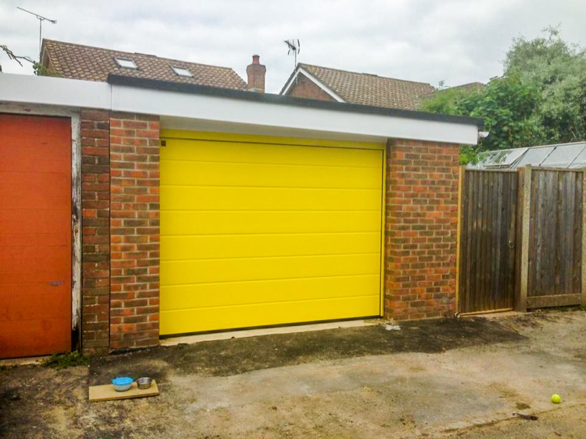 Overhead garage door yellow