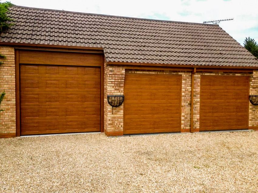 Overhead garage doors wood effect