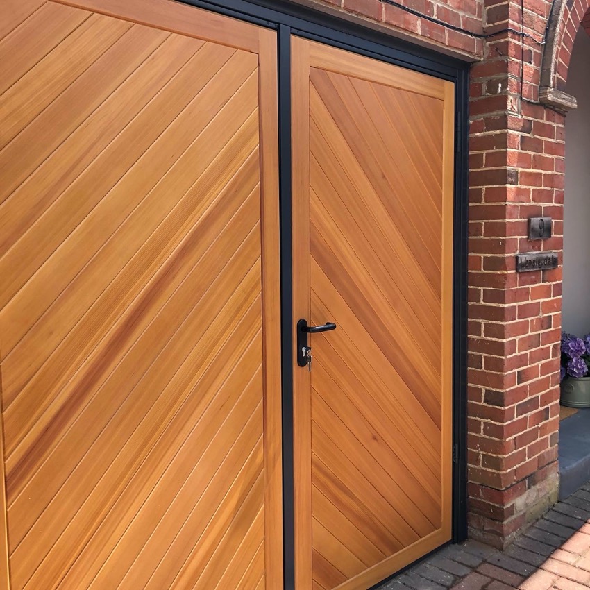 Wooden side hung garage door